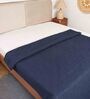 Navy Blue Cotton 350 AC Room Double Bed Quilt With 2 Pillow Covers
