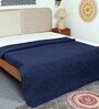 Navy Blue Cotton 350 AC Room Double Bed Quilt With 2 Pillow Covers