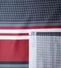 Navy Geometric 400 TC Cotton Superking Size Bedsheet With 2 Pillow Covers Threads Stripes Collection