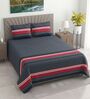 Navy Geometric 400 TC Cotton Superking Size Bedsheet With 2 Pillow Covers Threads Stripes Collection