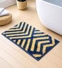 Navy Polyester 16x24 Inches Fluffy Bath Mat
