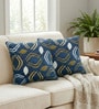 Navy Polyester Abstract 18x18 inches Cushion Covers Set of 2