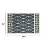 Blue Geometric Wool 8 ft x 10 ft Hand Tufted Carpet