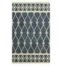Blue Geometric Wool 8 ft x 10 ft Hand Tufted Carpet