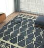 Blue Geometric Wool 8 ft x 10 ft Hand Tufted Carpet