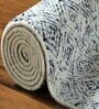 Navy Wool Abstract 9' x 6' Hand tufted Carpet