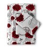 Red and White Floral 180 TC Cotton Queen Sized Double Bedsheet with 2 Pillow Covers