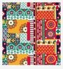 Nawaab Fabric Seating Stool In Floral Swirls Multicolor Colour