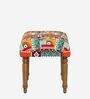 Nawaab Fabric Seating Stool In Floral Swirls Multicolor Colour