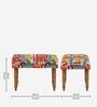 Nawaab Fabric Seating Stool In Floral Swirls Multicolor Colour