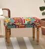 Nawaab Fabric Seating Stool In Floral Swirls Multicolor Colour