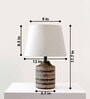 Naybu Wooden Brown & White Table Lamp with Cotton Linen Off White Shade