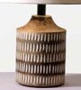 Naybu Wooden Brown & White Table Lamp with Cotton Linen Off White Shade