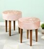 Nayla Stool Set Of 2 In Beige Sparkle Colour