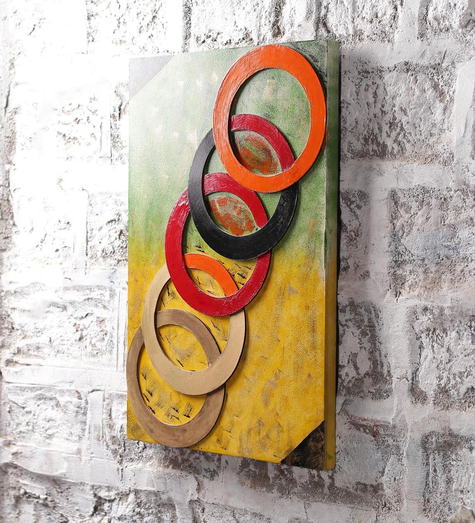 Multicolour Wooden Round Ring Wall Art