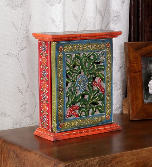 Multicolour Mango Wood Stand Key Holder