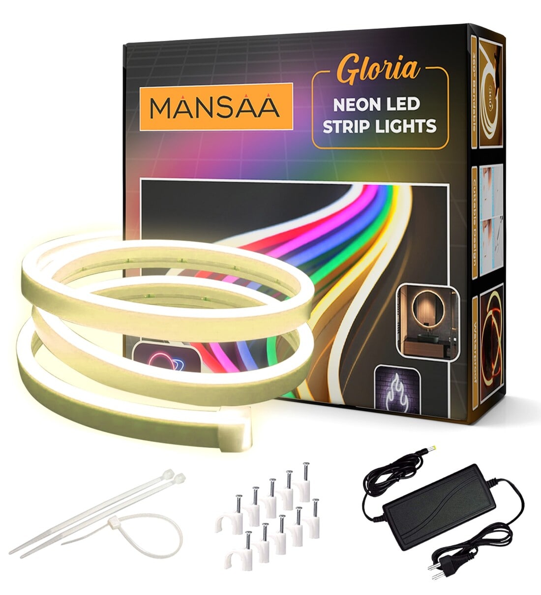 Buy Neon Yellow 5 Mtr (With 12 Volts Adapter) Strip Light at 23