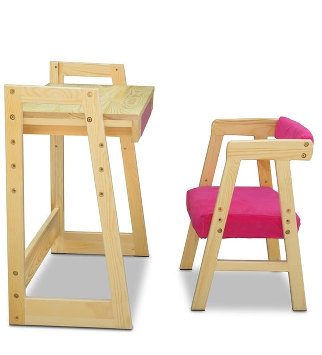 Buy MacMillan Pine Wood Activity Table Chair Set with Adjustable Height in Pink CasaCraft By