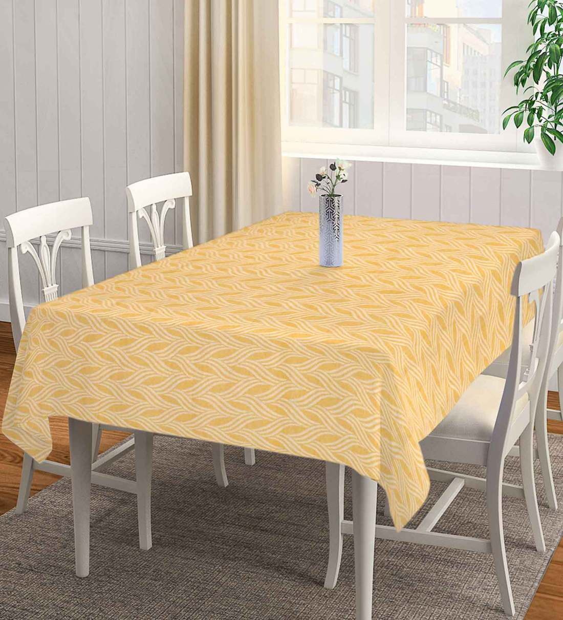 Buy NEUDIS Jacquard Cotton Table Cover for 6 Seater Table Red & White