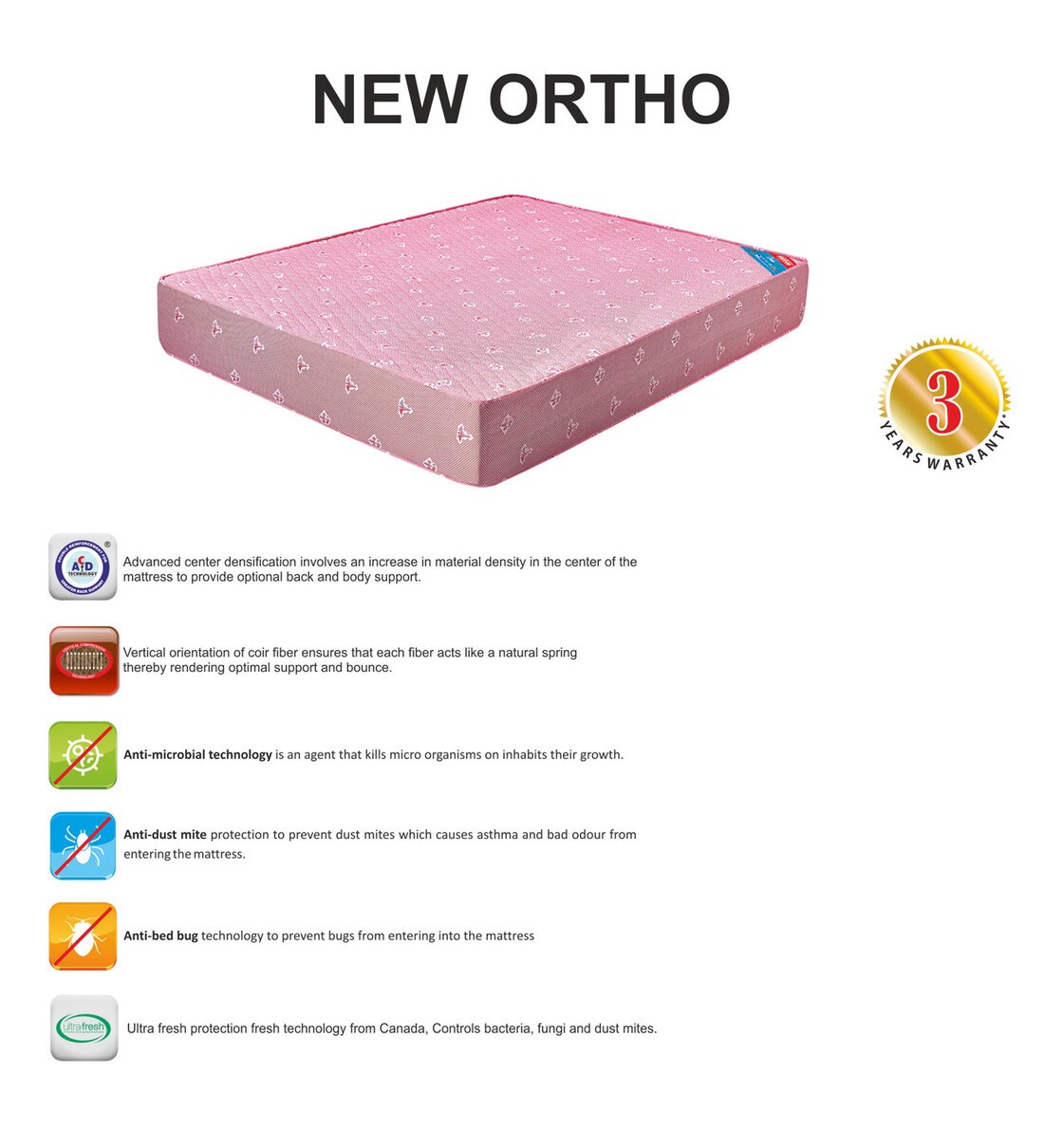 Buy New Ortho Foam King Size 78x72 5\ Thick Mattress by Kurlon Online King Size Foam