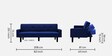 Nebia Fabric 3 Seater Convertible Sofa Cum Bed In Royal Blue Colour