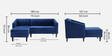 Nemo Velvet Fabric LHS L-Shaped 5 Seater Sofa In Blue Color