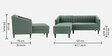 Nemo Velvet Fabric LHS L-Shaped 5 Seater Sofa In Sea Green Color
