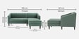 Nemo Velvet Fabric RHS L-Shaped 5 Seater Sofa In Sea Green Color