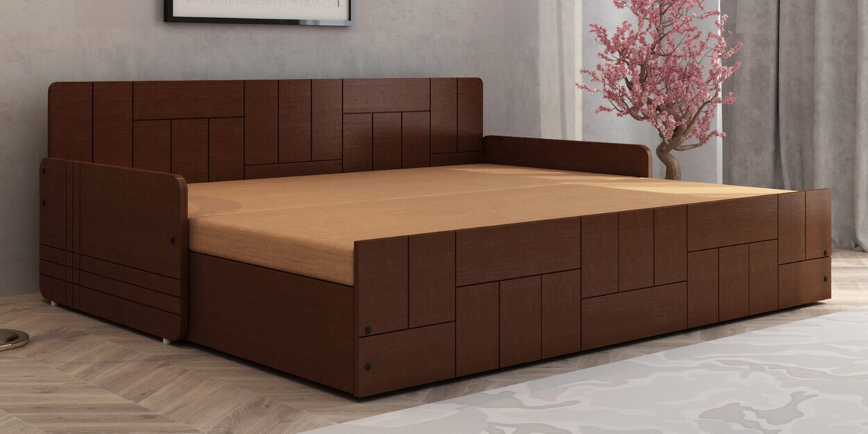 Buy Nelson PullOut Sofa Cum Bed in Brown Finish Online PullOut Sofa