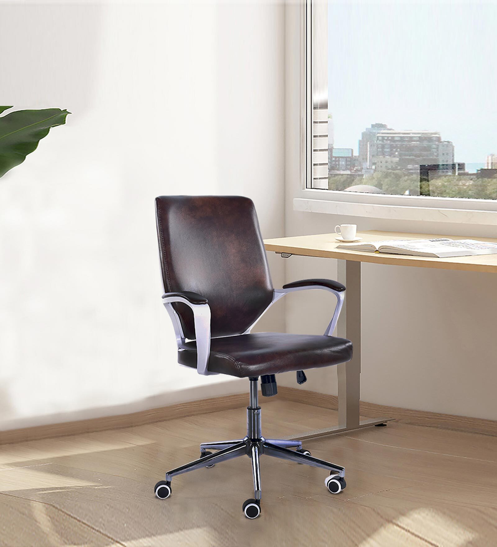 Nebula Leatherette Executive Chair in Brown Colour