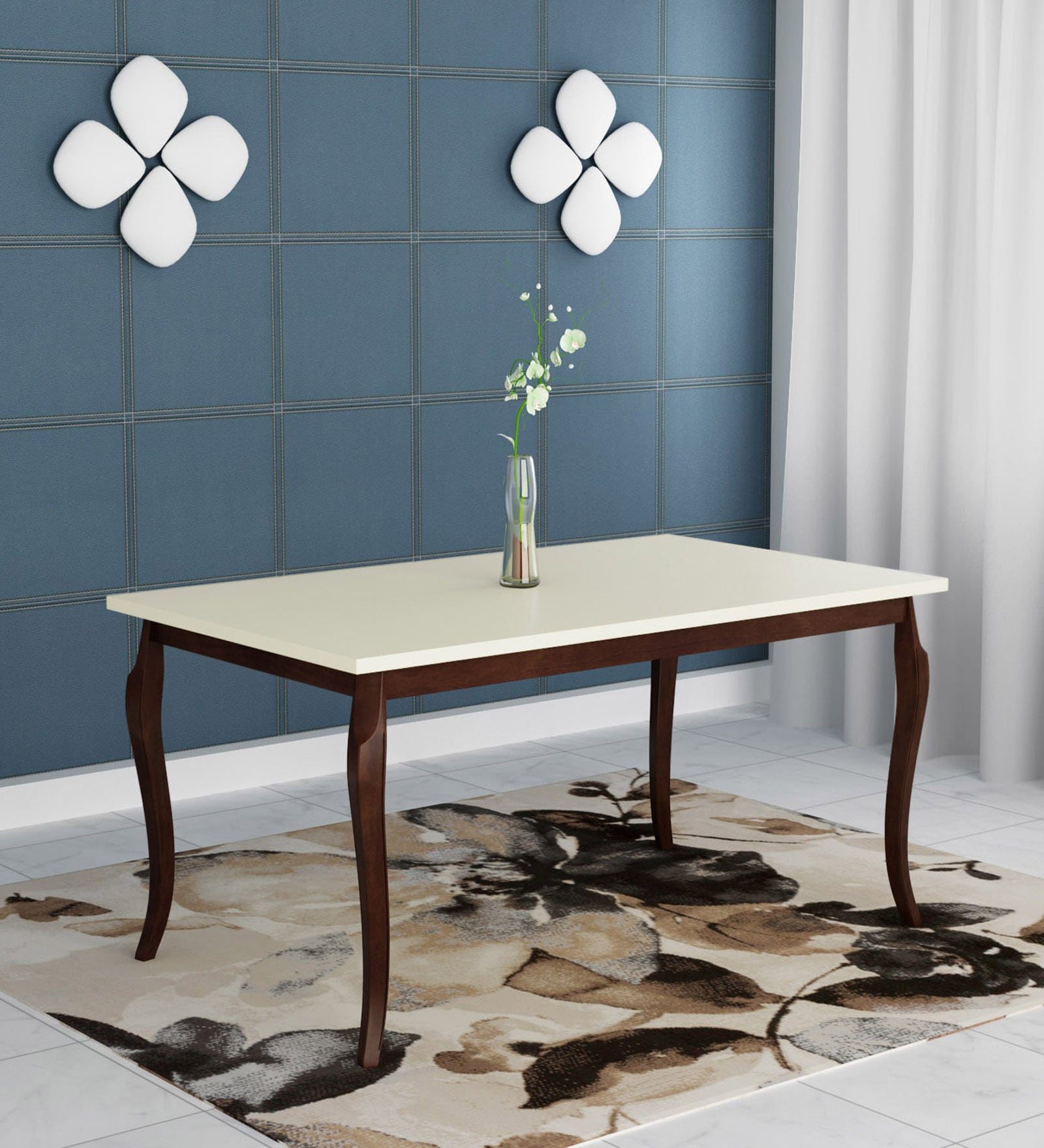 Neo Athens 6 Seater Dining Table in Walnut Finish Neo Athens 6 Seater Dining Table in Walnut Finish
