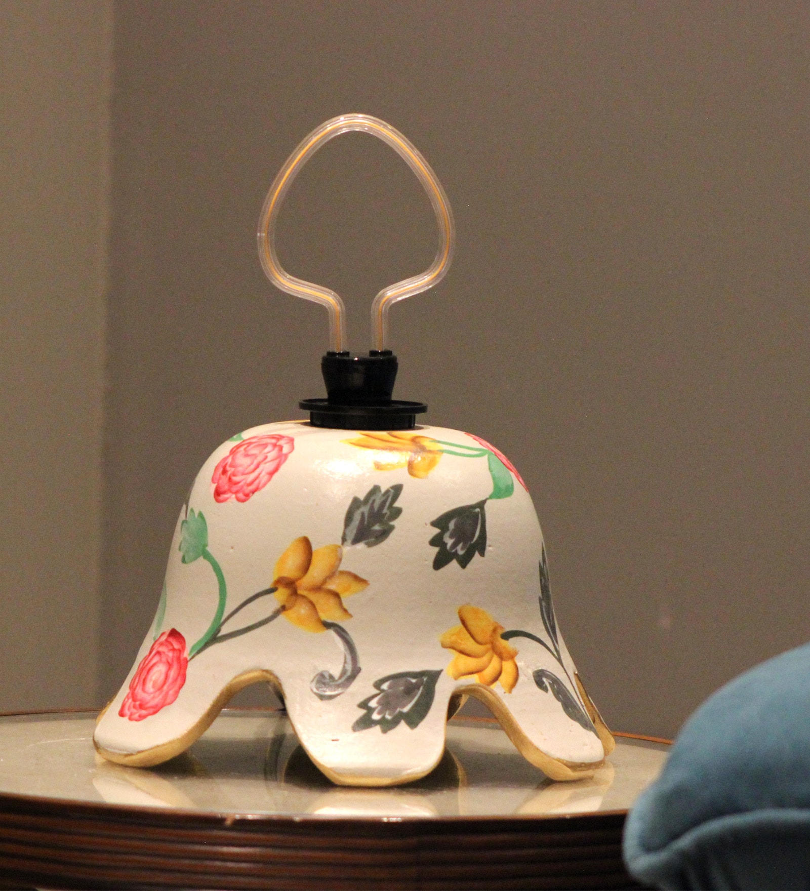 Neon Bulb with Stylish clay Table Lamp