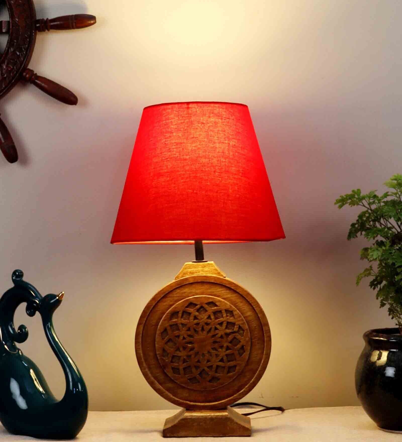 Neon Chakra Table Lamp With Red Shade