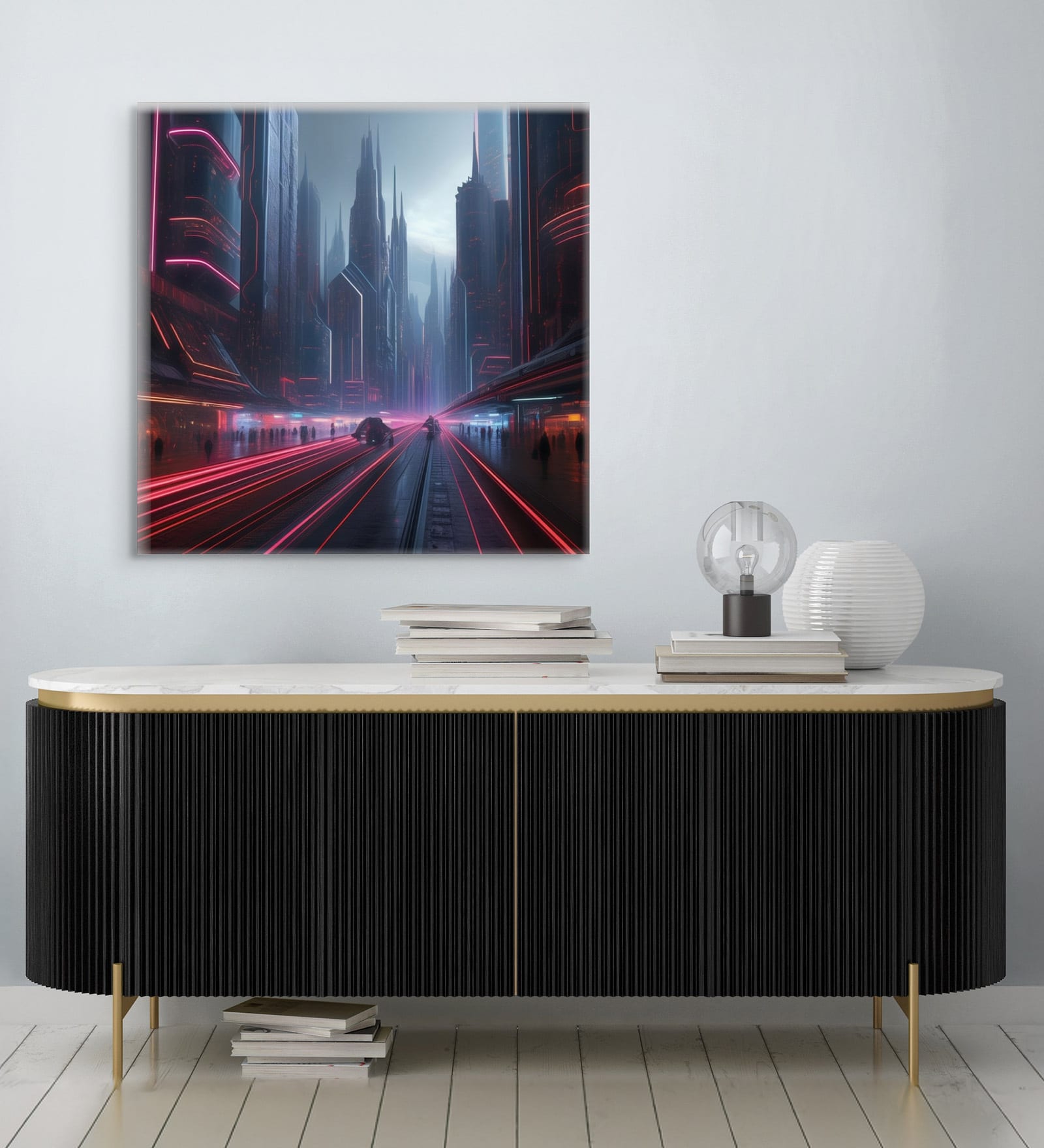 Neon Cityscape Canvas Art Print Printed Wall Painting Stretch Canvas Frame