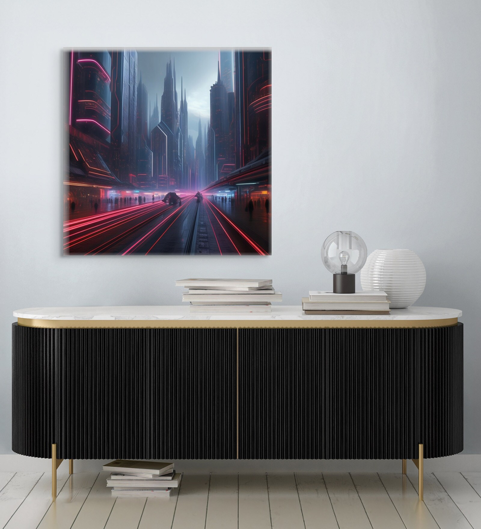 Neon Cityscape Canvas Art Print Printed Wall Painting Stretch Canvas Frame
