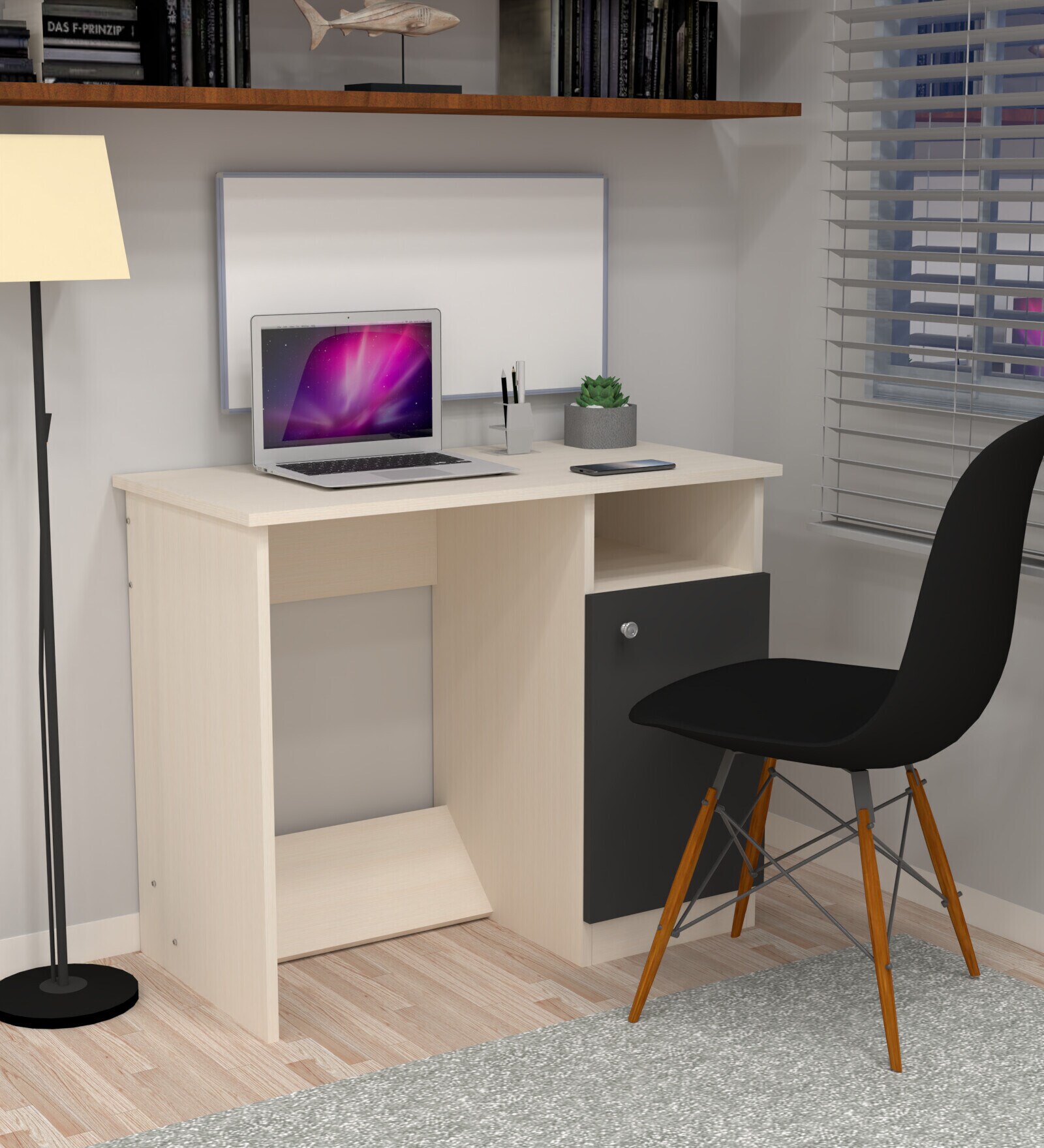 Nero Multipurpose, Computer Desk for Home/Office, Writing Table, Sturdy Small Desks for Small Spaces in Slate Grey & Highland Pine