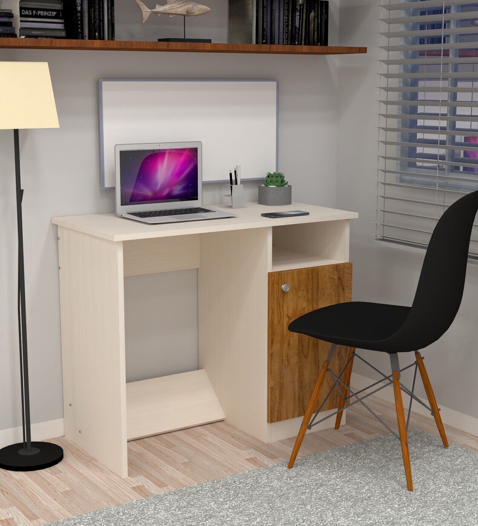 Nero Multipurpose, Computer Desk for Home/Office, Writing Table, Sturdy Small Desks for Small Spaces in Plateau Apple & Highland Pine Finish