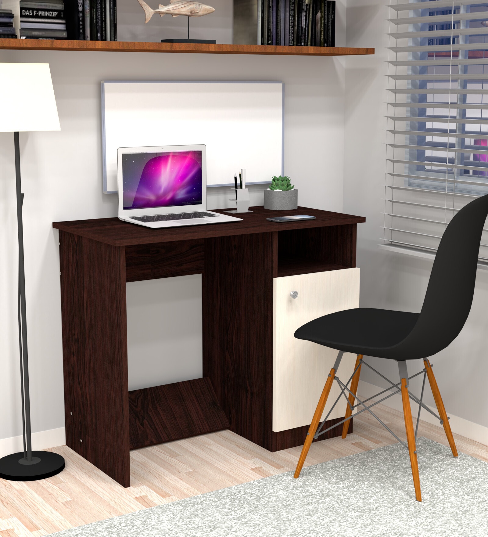 Nero Multipurpose, Computer Desk for Home/Office, Writing Table, Sturdy Small Desks for Small Spaces in Highland Pine & Chiyoda Wange Finish
