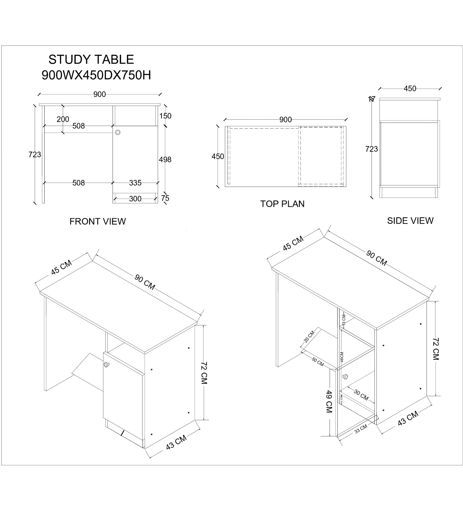 Nero Multipurpose, Computer Desk for Home/Office, Writing Table, Sturdy Small Desks for Small Spaces in Highland Pine & Scarlet Red Finish