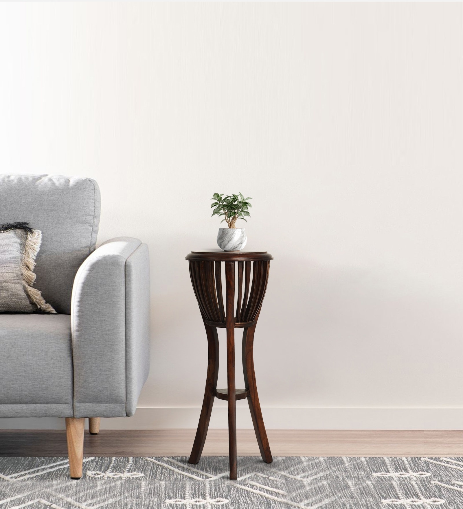 Nero Teak Wood End Table In Walnut Finish Nero Teak Wood End Table In Walnut Finish