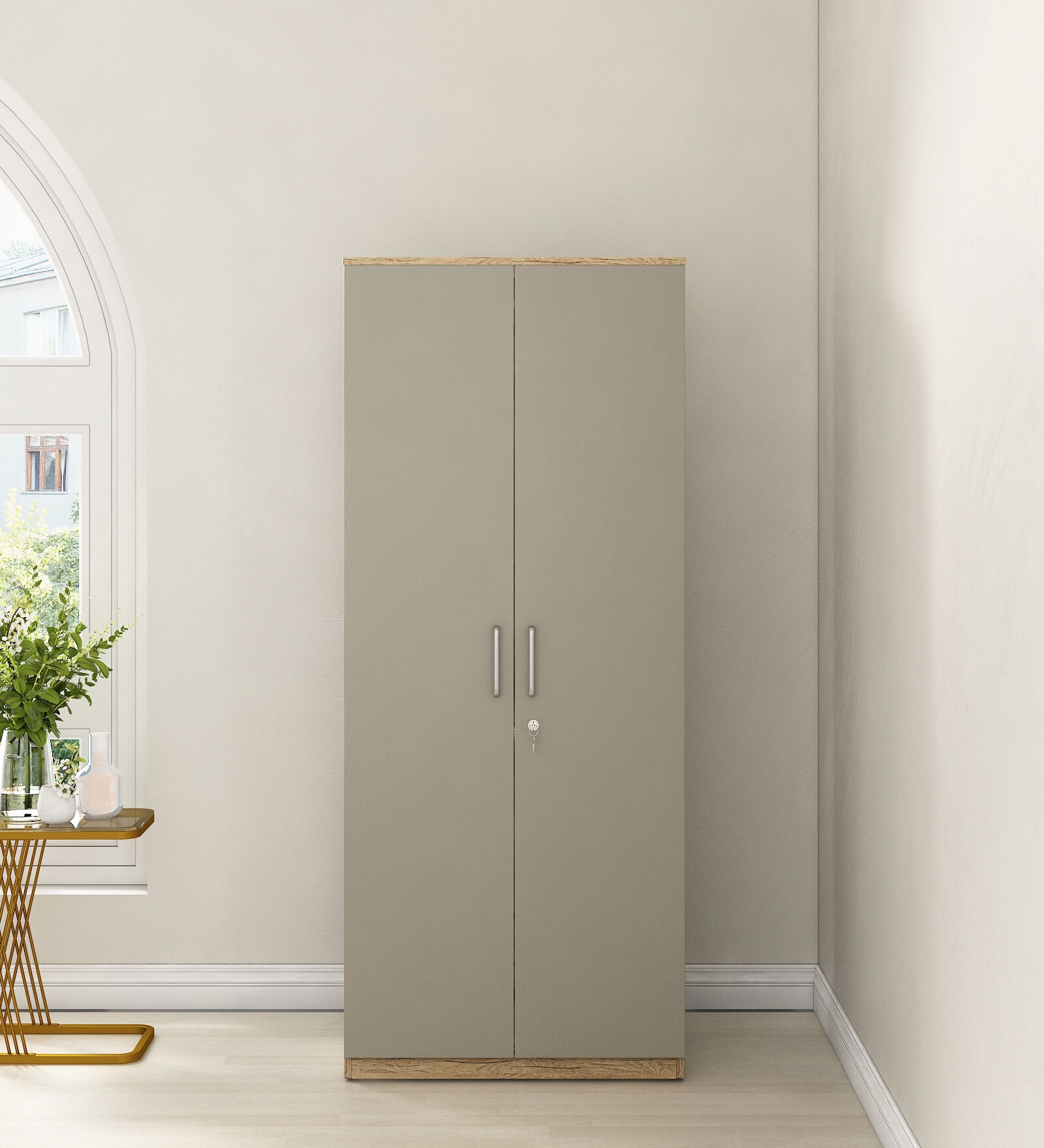Nester 2 Door Wardrobe In Sebastian Oak & Melamine Finish