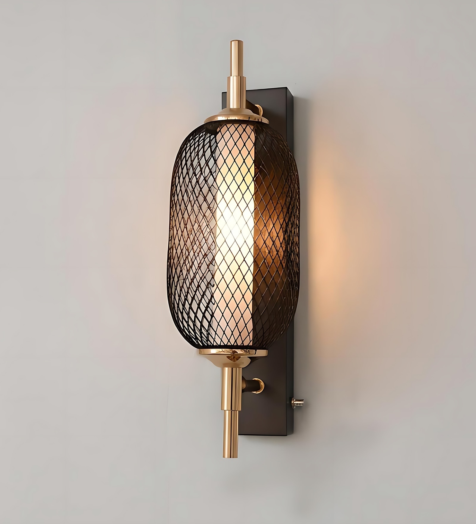 Netlume Wall Lamp | Modern Decorative Mesh Design | Golden Black Finish | Metal Body | Warm White LED | Wall Light for Home, Bedroom, Living Room, Hall & Office | 1Year Warranty