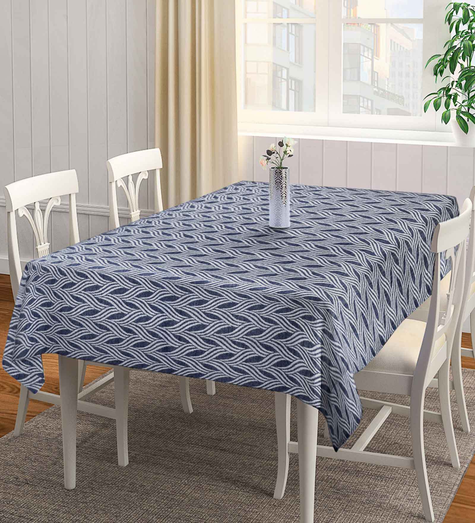 Buy NEUDIS Jacquard Cotton Table Cover for 6 Seater Table Red & White