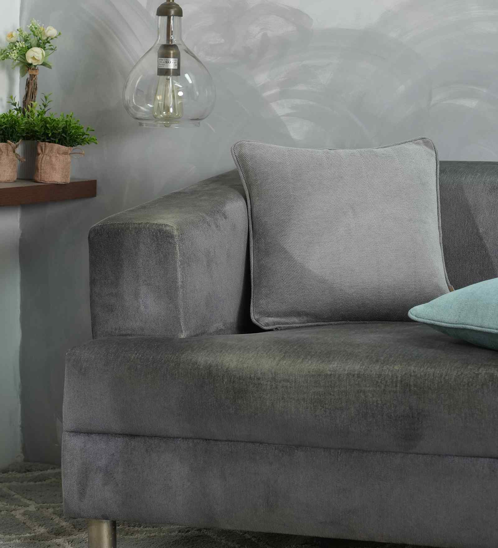 Neutral Cotton Polyester Solid 16x16 inches Square Cushion Cover