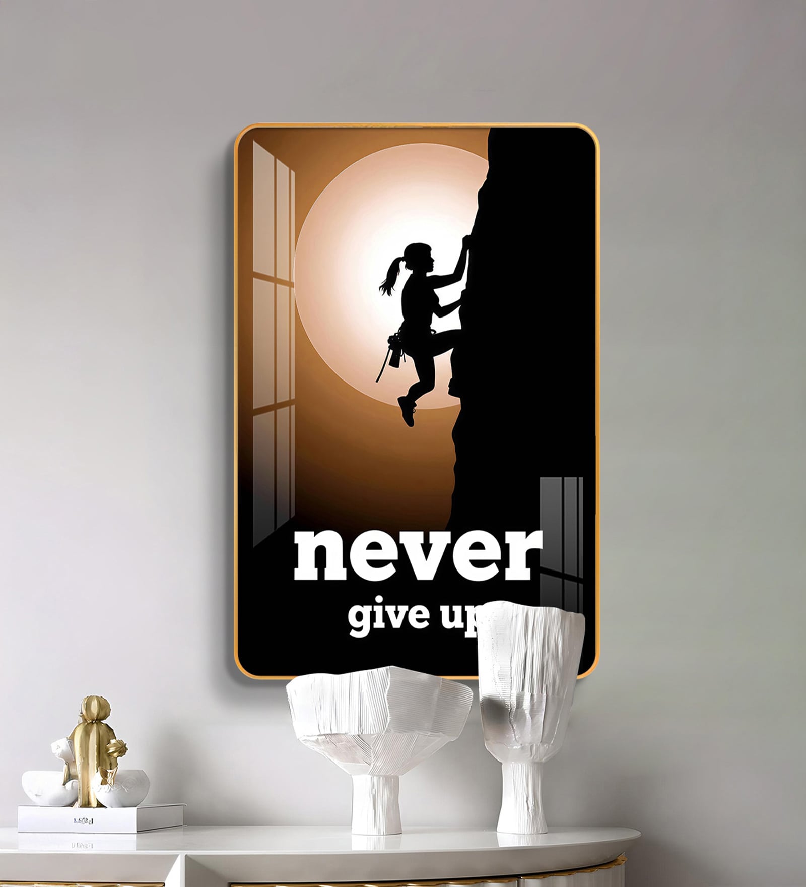Never Give Up Motivation Quote MDF Wood Acrylic Wall Art
