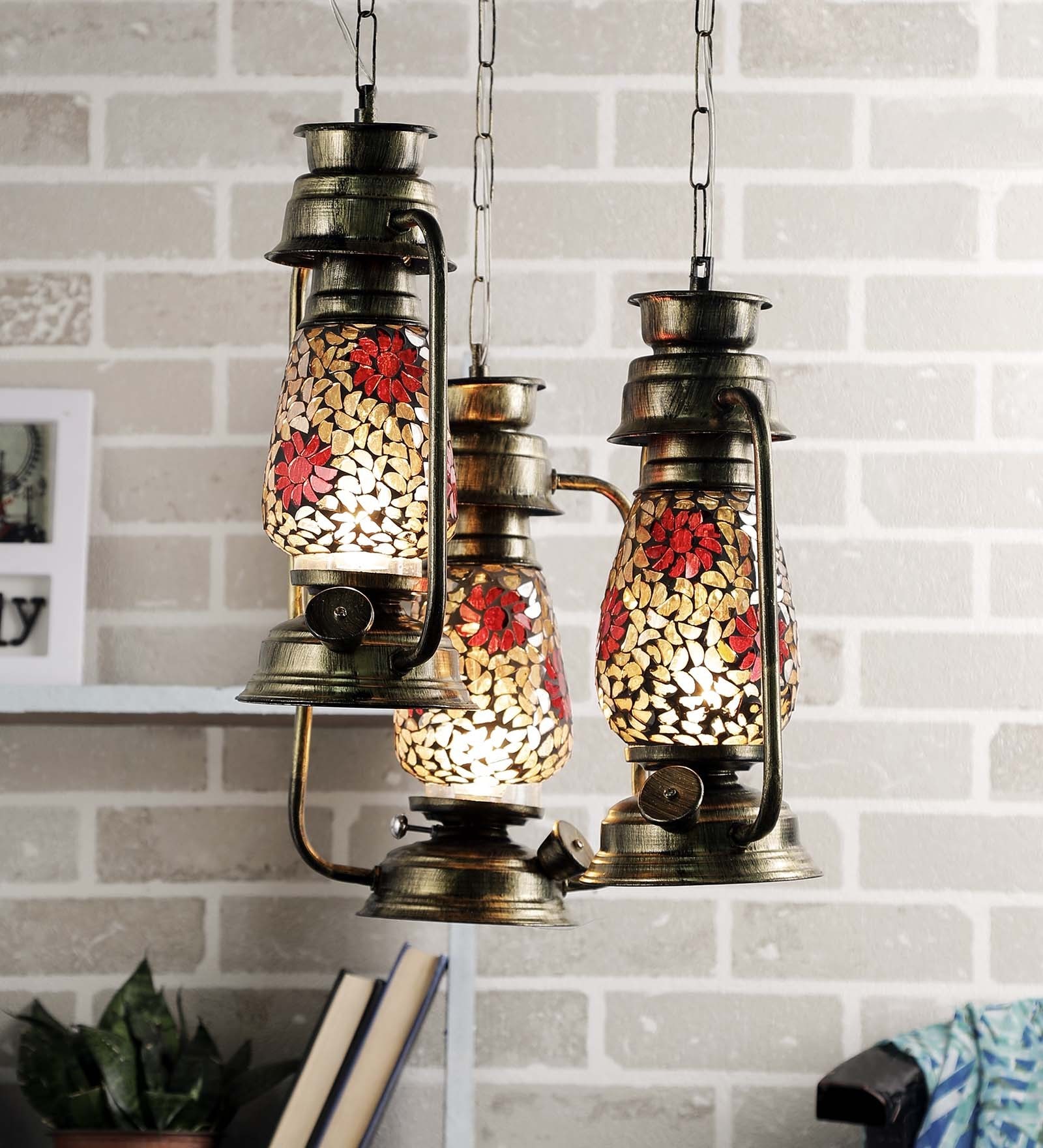 Multicolour Glass Lantern