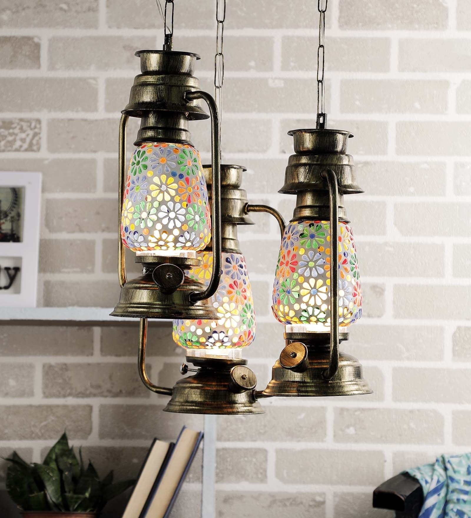 Spooky Multicolour Glass Cluster Hanging Light