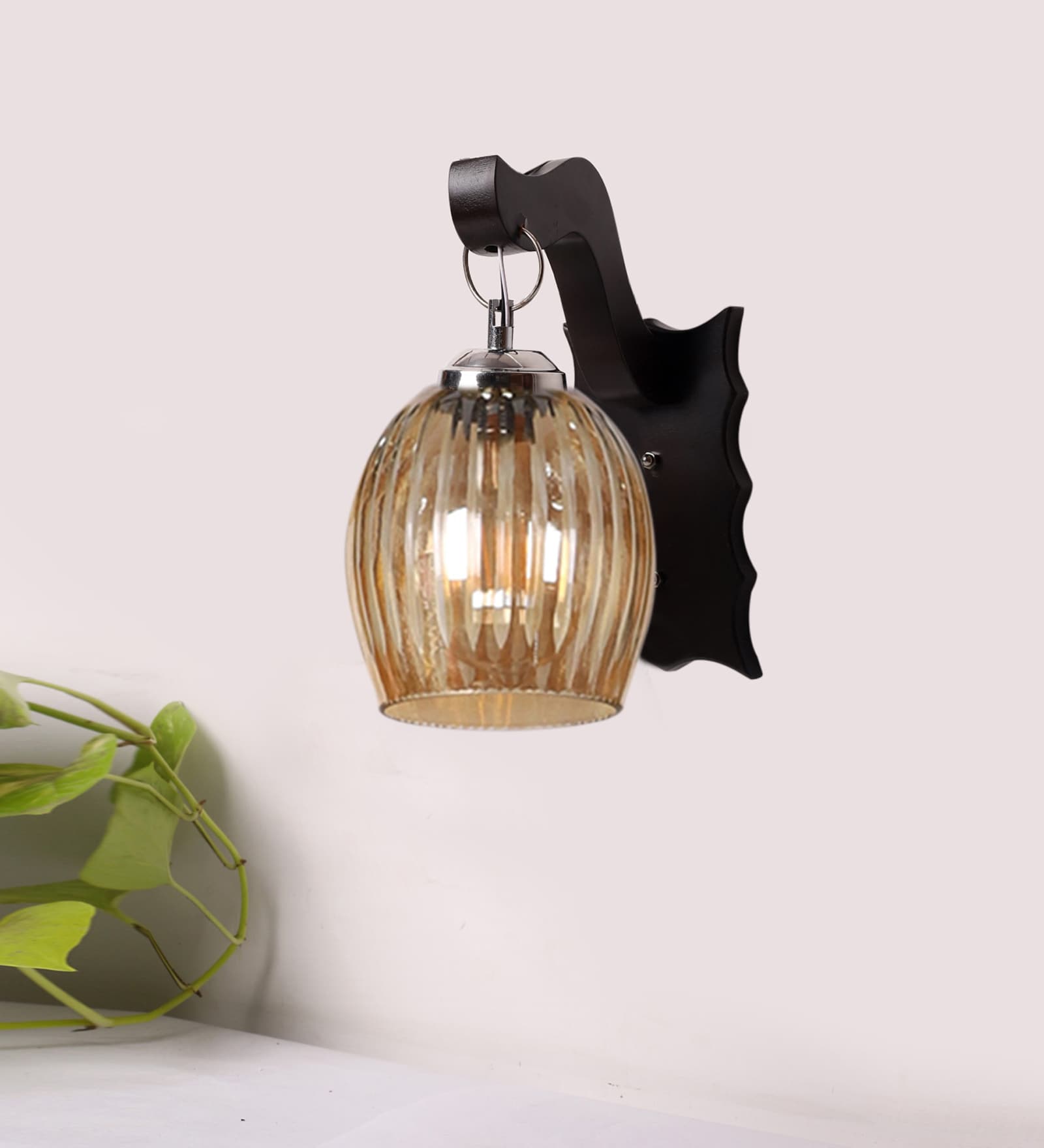 Black Wooden Wall Lamp
