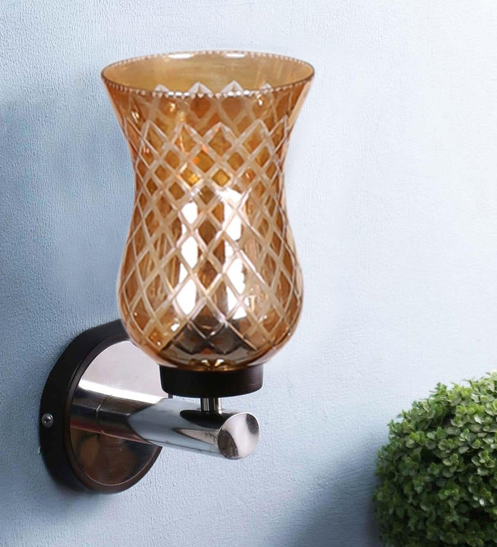 Brown Wooden Wall Lamp