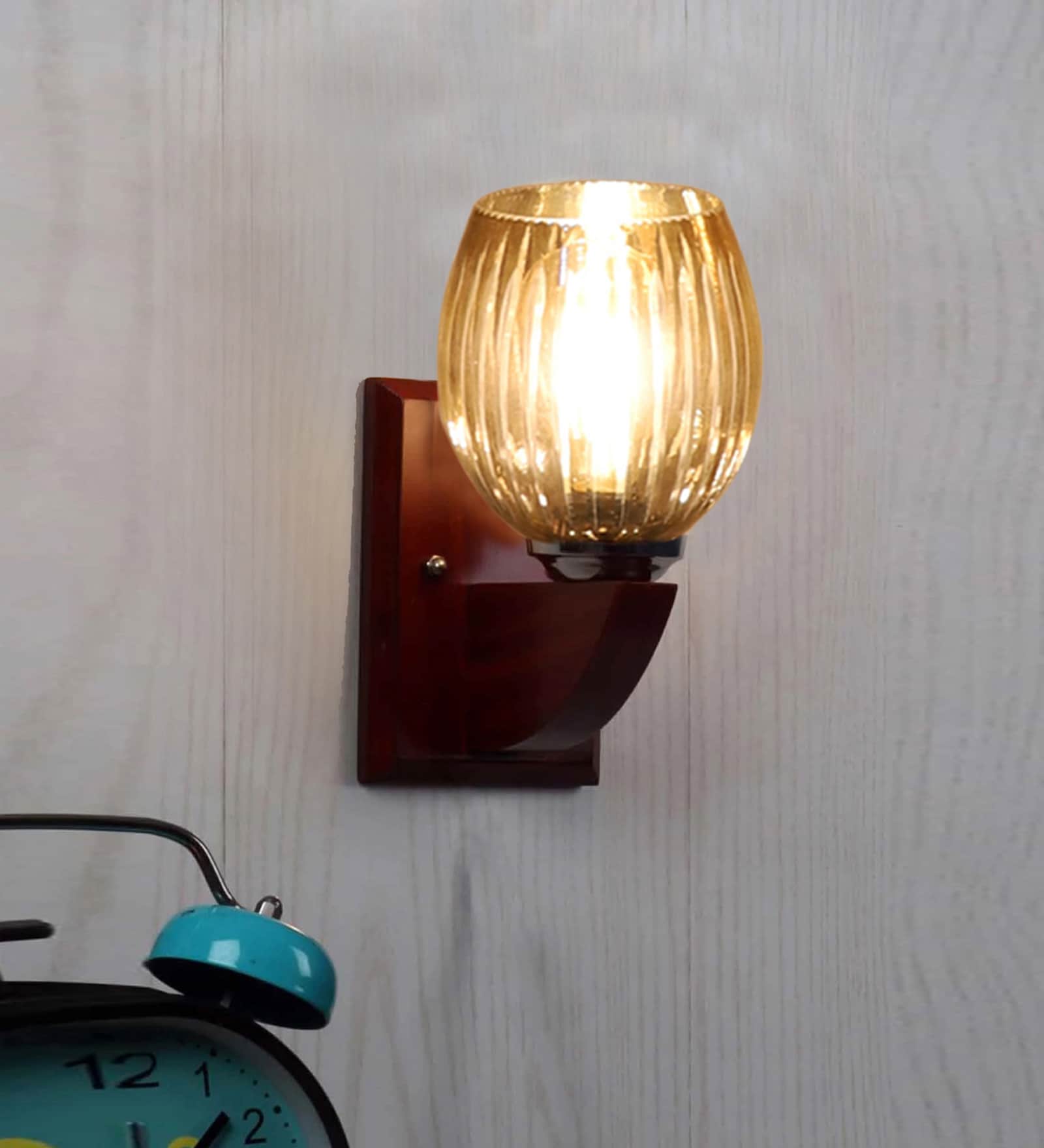 Brown Wooden Wall Lamp